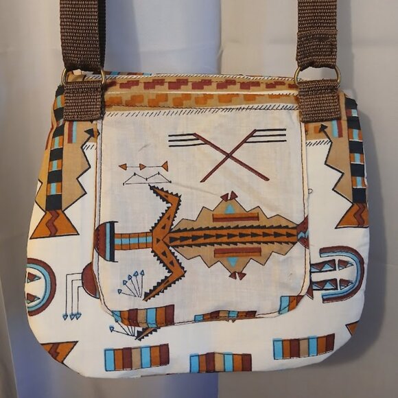 New Western Aztec print Shoulder Bag Purse Cowgirl Brown Turquoise Southwestern - Picture 8 of 10